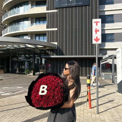 100 Red Roses with Letters